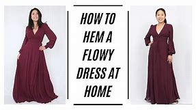 How To Hem A Long Prom Or Formal Dress At Home! | Hemming Chiffon | Sewing Project #1