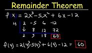 Remainder Theorem and Synthetic Division of Polynomials