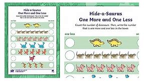 Hide-a-Saurus: One More and One Less Dinosaurs Worksheet