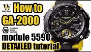 GA-2000 Carbon Core Guard G-Shock tutorial - how to setup & use ALL the functions on the 5590 module