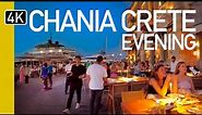Chania, Crete Walking Tour Of The City At Night | 4K Ultra HD