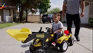 Aosom Kids Ride-On Excavator, Pedal Car Bulldozer, Move Forward/Back with Real Working Dirt Bucket, 6 Wheels, & Cargo Trailer
