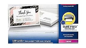 Avery Printable Postcards with Sure Feed Technology, 4" x 6", White, 100 Blank Postcards for Laser Printers (5389)
