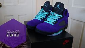 How To Lace Air Jordan 5's ALTERNATE GRAPE REVIEW & On Feet 2020 W/ LACE SWAP!