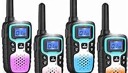 Wishouse Walkie Talkies for Kids Adults Long Range Rechargeable,Birthday Gift for 4-12 Year Old Girls Boys,Camping Gear Toys with Flashlight,SOS Siren,NOAA Weather Alert,VOX,Easy to use 4 Pack