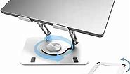 Swivel Laptop Stand for Desk, Adjustable Laptop Stand for Desk w/ 360° Rotation, Raise Tilt Cools Laptop with This Ergonomic Laptop Stand Riser, Collapsible iPad Computer Laptop Stand (White)