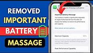 Important battery message iPhone|Unknown part battery iPhone Xr Xs/11/12/13/14/15 Pro Max 6/7/8 Fix