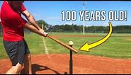 100 YEAR OLD BASEBALL BAT HOME RUN CHALLENGE! IRL Baseball Challenge