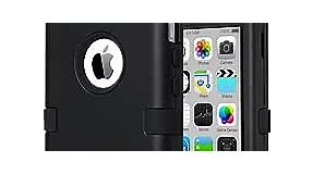 ULAK iPhone 5C Case, iPhone 5C Case Black, Shockproof Soft Silicone Rubber Hard Plastic Hybrid Heavy Duty Protection Kidproof High Impact Case Cover for Apple iPhone 5C -Black