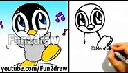 Easy Things to Draw - How to Draw a Cartoon Baby Penguin - Cute Drawings Art Lessons - Fun2draw