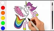 Learn to draw a WINGED UNICORN. Drawings for kids.