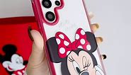 iFiLOVE for Samsung Galaxy S23 Ultra Mickey Mouse Case with Charm Pendant, 2 in 1 Cute Cartoon Soft Bumper Hard Clear PC Protective Case Cover for Girls Boys Women Kids (Black)
