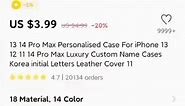 Top On Sale Product Recommendations!;13 14 Pro Max Personalised Case For iPhone 13 12 11 14 Pro Max Luxury Custom Name Cases Korea initial Letters Leather Cover 11;Original price: PKR 1377.11;Now price: PKR 1033.60;Click&Buy :https://s.click.aliexpress.com/e/_mPd980E | Store Market