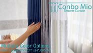Conbo Mio Purple Hotel Grade Fabric Shower Curtain with Snap in Liner for Bathroom with See Through Top Window, Spa, Machine Washable, Shower Curtain (Check-Purple,71W x 74H)
