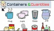 Containers and Quantities Vocabulary Words with Pictures