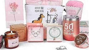 50th Birthday Gifts for Women, Best Friend Gift Basket for Women, Wife, Mom, Grandma, Sister, Aunt, 50th Birthday Funny Wine Tumbler Gift Sets for Women