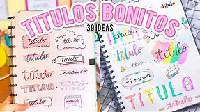 39 TITULOS BONITOS Y FACILES PARA TUS APUNTES!! ❤️SIN LETTERING - Tutoriales Belen