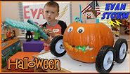 Father and Son Halloween Pumpkin Racer with Minecraft Toys and Scooby Doo Sister