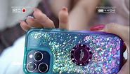 Silverback Galaxy S7 Edge Case, Moving Liquid Holographic Sparkle Glitter Case with Kickstand, Bling Diamond Rhinestone Bumper W/Ring Stand Slim Samsung Galaxy S7 Edge Case for Girls Women -Purple