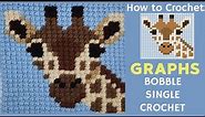 How to crochet GRAPHS with the BOBBLE SINGLE CROCHET | Giraffe Block | Wildlife Graphghan CAL