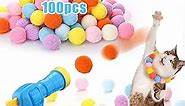 AIERSA Cat Toys Interactive for Indoor Cats,100pcs Pom Pom Balls with Launcher Set, Kitten Toys for Cats Self Play,Cute Cat Ball Toy for Cat Enrichment