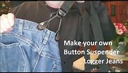 How to make Button Suspender Jeans, add buttons to jeans