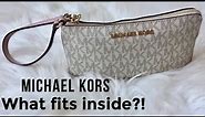 What Fits Inside Michael Kors Wristlet | MK Vanilla Signature
