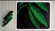 Oil Pastel Drawing |😱 Realistic Drawing Oil Pastel | Oil Pastel Drawing Leaf | water drops on leaf