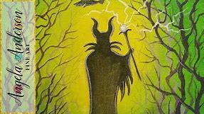 Maleficent Disney Villains Art Crawl | Easy Acrylic Painting Tutorial | #wickedcreative Silhouette
