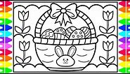 How to Draw an Easter Basket Step by Step for Kids 🐰🌈🌸Easter Drawings | Easter Coloring Pages