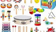 Toddler Musical Instruments Set, 32 PCS 19 Kinds Wooden Percussion Instruments Toys for Kids Playing Preschool Education, Early Learning Baby Musical Toys for Boys and Girls Gift