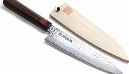 Yoshihiro VG-10 46 Layers Hammered Damascus Gyuto Japanese Chefs Knife (Octagonal Shitan Rosewood Handle) (8.25" (210mm))