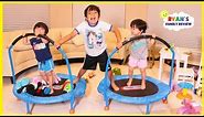 Kids Playing on Toddler Trampoline for the first time!!!