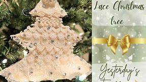 Crafting Yuletide Elegance: DIY Vintage Lace Wooden Christmas Tree 🎄✨