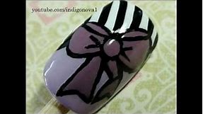 Bow and Stripes - Lulu Guinness Inspired Nail Art Tutorial