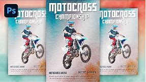 Watercolor Motocross Poster Photoshop Tutorial | Sports Poster Design