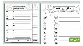 Match the Syllables Worksheet
