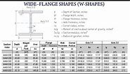 Wide Flange Shapes (W-Shapes), Table of Section Properties for WF Profiles