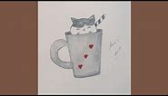 Pencil Drawing Easy Ideas | Cute Cat and Mug Drawing | Amun's Art