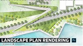 Landscape design master plan rendering in Photoshop