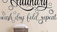 Zonon Laundry Room Decals Decor Laundry Room Stickers Laundry Signs Vinyl Laundry Wall Decal Wash Dry Fold Repeat Wall Bubble Quote Sticker Decals for Laundry Room Decor (Black,19.7 x 30.7 Inch)