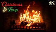 Christmas Fireplace with Christmas Harp Music Ambience - Cozy Christmas Ambience