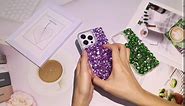 Bonitec Bling Case Compatible with iPhone 15 Case Bling for Women, Luxury Crystal Rhinestone Girly Phone Case, Glitter 3D Sparkle Diamond Cover Case, Purple