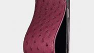 flip case for iPhone 12 Mini - Patented Model - Made with Genuine Ostrich Leather - [ Fushia ] Fuchsia