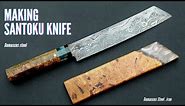 making Santoku knife by Damascus steel