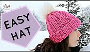 HOW TO CROCHET THE EASIEST HAT EVER | Beginners Crochet Hat | Adult Unisex Hat | Crochet Ribbed Hat