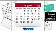 August 2023 Calendar | 123FreeVectors