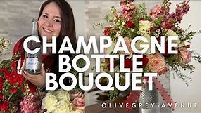 How to DIY a Champagne Bottle Flower Arrangement
