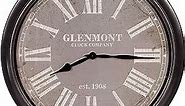 30" Glenmont Distressed Black and Grey Framed Wall Clock