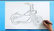 How to Draw a Motorcycle Step by Step | Motorbike Drawing Easy 🏍